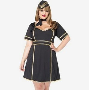 New Torrid FLIGHT ATTENDANT COSTUME blk gold 1x-2x